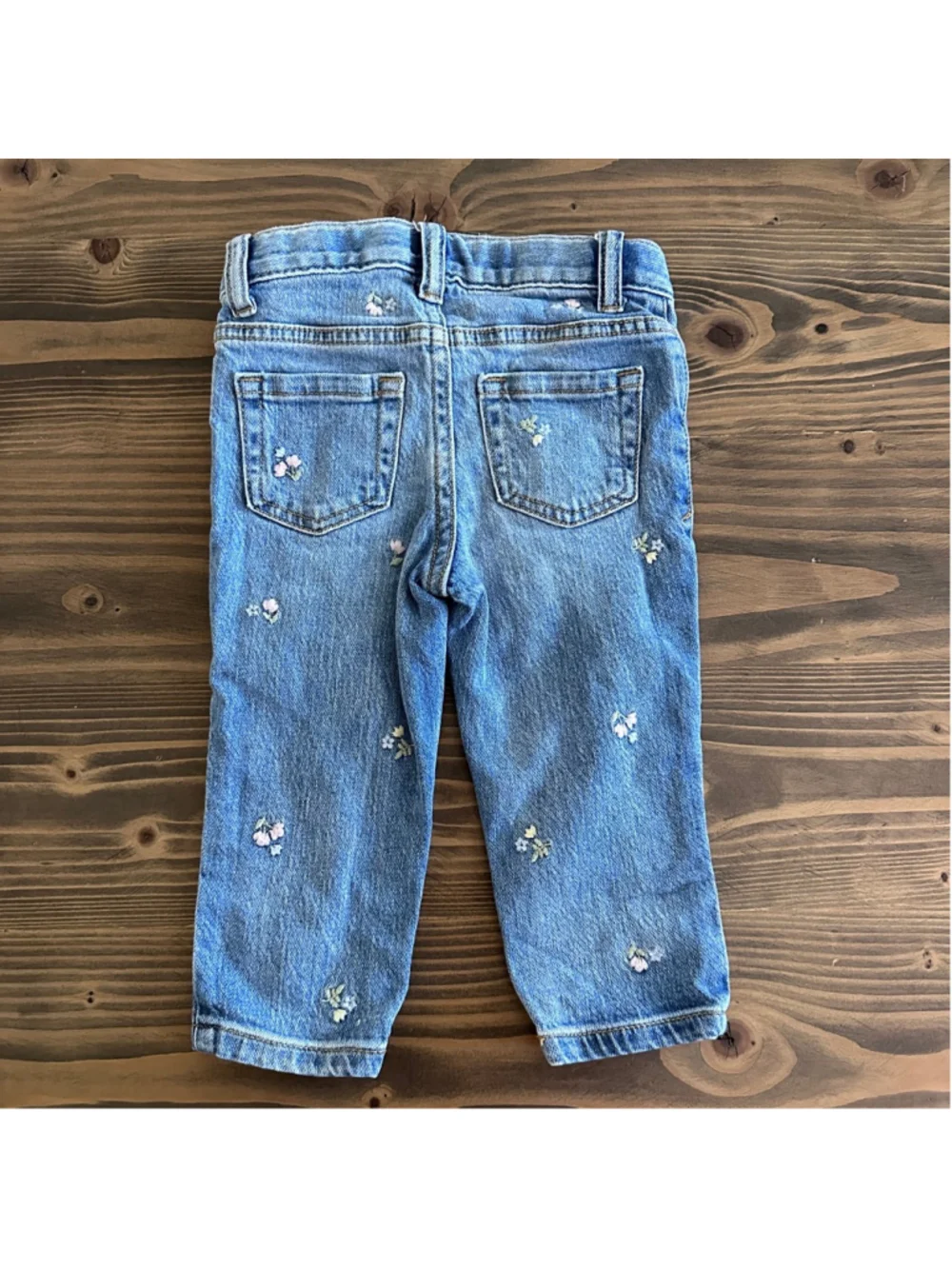 Cat & Jack Floral Skinny Jeans 18M Baby Girl Stretch Denim Pants Blue - Picture 4 of 4